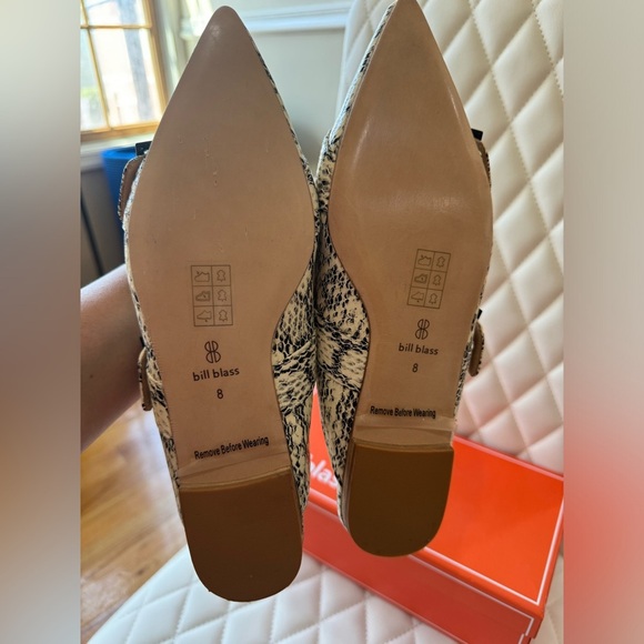 Anthropologie BILL BLASS SYLVIE SLIDE All Leather Mules Flats IVORY SNAKE 8 - Picture 10 of 12